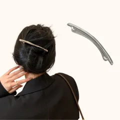 ヘアアクセサリー レディース バレッタ ヘアクリップ 大きめ メタル セミマット 細い ロング スティックバレッタ シンプル (シルバー) [シルバー]