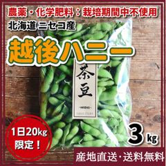 【農薬・化学肥料：栽培期間中不使用】枝豆(茶豆) 3kg 北海道 ニセコ産