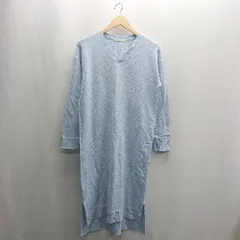 ◇ ⊇ LOWRYS FARM Ｖネック ニット生地 長袖 ロング丈 ワンピース サイズM ライトブルー レディース E  【1409100038958】