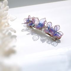 紫陽花 バレッタ ヘアクリップ ブルー パープル 夏 透明感 クリア ディップアート アメリカンフラワー 髪飾り