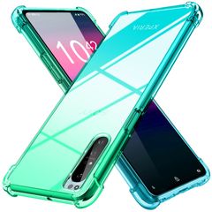 【数量限定】Xperia 1 II ケース クリア 薄型 グラデーション色 ケース 軽量 tpu 耐衝撃 SO-51A SOG01 スマホケース 透明 米軍MIL規格取得 おしゃれ 黄変防止防塵一体型 人気 エクスペリア 1 II 携帯カバー グラデーション緑