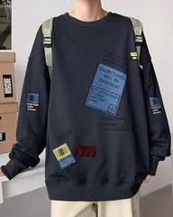 トレーナー メンズ Tシャツ 長袖 秋服 パーカー プルオーバー スウェット ストリート プリント ゆったり カジュアル おしゃれ 大きいサイズ 人気 柔らか く快適 ファッション 春 冬服 guiling02