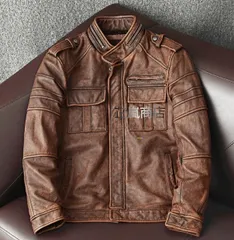 レザージャケット メンズ 　バイクジャケット　ユーズド加工　ライダース 高級牛革　本革革ジャン S～5XL