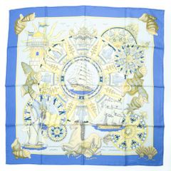 エルメス HERMES スカーフ カレ90 シルク L'AIR MARIN 海風 船 貝殻