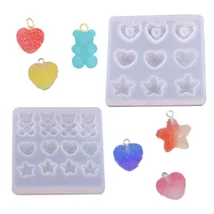 【迅速発送】TVETE シリコンモールド レジン シリコンモールド イヤリングモールド 【2個入り】くま シリコンモールド ハート レジン 型 かわいい型 ハンドメイド・ペンダント DIYクラフトデコレーション ジュエリー制作 手作りのアクセサリーパーツ 初学