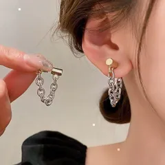 大ぶり　ステンレス　チェーンピアス　シルバー＆ゴールド　韓国　大きめ　メンズ　レディース　ユニセックス