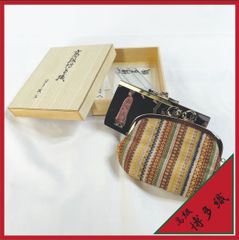 北海道手織り つむぎ エルムユーカラ織民民芸館 がま口 新品 美品