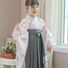 簡単袴セット【HAKAST14-A】花柄刺繍チュールレース袴セット　～ピンク×灰緑袴～　キャサリンコテージ　TAK　小学生　袴　卒業式