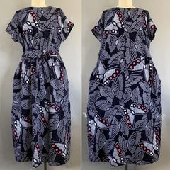 着物リメイク 浴衣リメイク 夏ワンピース 有松絞り 蝶 ポケットあり | Kimono Yukata Remake, Summer Dress, Arimatsu Shibori, Butterfly #2407-010