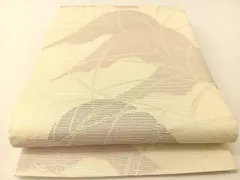 平和屋着物＊夏物　六通柄袋帯　重山薄文　銀彩　正絹　逸品　BAAT0790yc