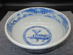 古染付 青花福禄寿四聖人物紋大碗 高さ8.5 口径18高台8cm - メルカリ