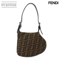 新品同様 フェンディ FENDI ズッカ柄 ショルダー バッグ キャンバス レザー ブラウン 8BR128 Shoulder Bag 90270928