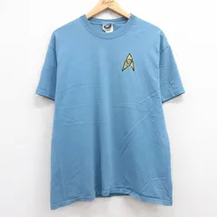 L/古着 半袖 ビンテージ Tシャツ メンズ 00s コットン クルーネック 薄紺 ネイビー 25apr15 中古