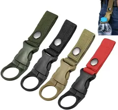 YJRUNFU ペットボトルホルダー ボトルホルダー ボトルフック 4個セット ドリンクホルダー ペットボトルフック ナイロンボトルホルダー 量 使え簡単 キャンプ アウトドア 水分補給 携帯便利 登山 用品 戸外必要品 (ブラック、レッ