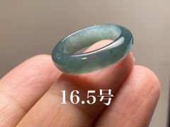 L12-157 氷糯種 灰藍 16.5号 天然グアテマラ産 A貨 本翡翠 くりぬき リング