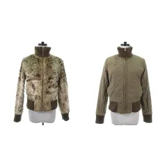 エムケー ミッシェルクラン MK MICHEL KLEIN ジャケット 中わた 長袖 ハイネック ジップアップ シャギー リバーシブル コットン 厚手 無地 38 ベージュ 茶 ブラウン アウター /NAのサムネイル