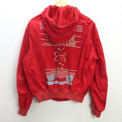 Q■80’S 日本製■アバハウス/ABAHOUSE フーディー スイングトップブルゾン■赤【メンズF】MENS/レトロ/54【中古】