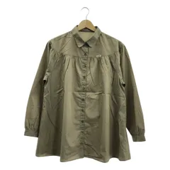 【美品】  None / | Mademoiselle NONNON / マドモアゼル ノンノン コットン ギャザー ロゴ シャツ ブラウス | ベージュ | レディース