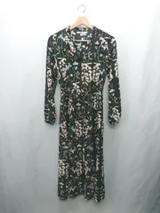 ◇ Θ◎ UNRELISH 花柄 ボタニカル 長袖 マキシ ガウンシャツワンピース サイズ表記なし ブラック レディース E  【1412090061073】