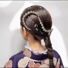 ランダムボールチェーン　シルバー　成人式　髪飾り　卒業式　結婚式　チェーン髪飾り　銀