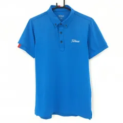 【美品】タイトリスト 半袖ポロシャツ ライトブルー ロゴ白 ボタンダウン  メンズ M ゴルフウェア TITLEIST