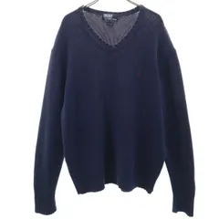 Polo by Ralph Lauren ポロバイラルフローレン 90s オールド 長袖 Vネック ニット L ネイビー メンズ 古着