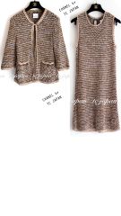 シャネル カーディガン ワンピース CHANEL シャンパンゴールド ネイビー 女優の ニット 超美品 38