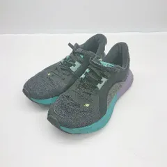 ◇ Θ NEW BALANCE ブランドロゴ入り ローカットスニーカー サイズ22.5 ブラック グリーン パープル レディース E  【1503060025406】のサムネイル