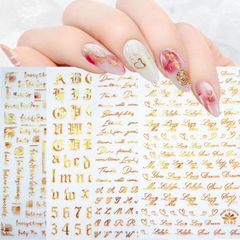 【在庫処分】LANODO 12枚 ネイルシール アルファベット 3D 英字 英語 レーザ金 アルファベット 綺麗です ネイルステッカー DIY (0949)