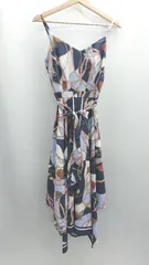 ◇ ⊂◎ rienda リエンダ 総柄 ロング キャミワンピース サイズS ネイビー レディース E  【1503060050309】