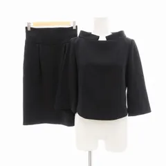 フォクシーニューヨーク FOXEY NEW YORK 美品 セットアップ フォーマル ブラウス スカート 七分袖 タック ストレッチ 38 ネイビー /JS IBO63のサムネイル