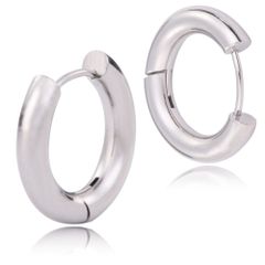 【幅4mm 内径16mm 色：シルバー 1ペア】[Adelina Style] サージカルステンレス フープピアス リングピアス レディース メンズ 太め 金属アレルギー対応 プレゼント