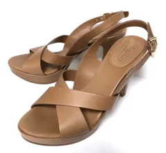 イタリア製！【未使用】MaxMara マックスマーラ レザー アンクルストラップ クロスサンダル 36.5（23cm相当）靴 ブラウン 2A52のサムネイル