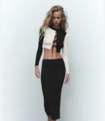 ザラ クロップド ニット カーディガン m ZARA 4331/153/070