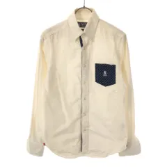 サイコバニー ダッファーオブセントジョージ コラボ 日本製 長袖 ボタンダウンシャツ S ホワイト psycho bunny The DUFFER of ST.GEORGE 起毛 メンズ 古着 【240415】 メール便可