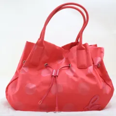 2508-1 アニエスベー トートバッグ 美品 agnes b. ナイロン製 ピンク 水玉柄
