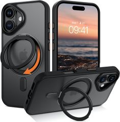 【新着商品】Magsafeリングスタンド ホルダー 一体型】MagSafe対応 ケース【360°回転可能な 丸型スタンド付き マグネット搭載 隠しスタンド 縦横両対応 用 米軍耐衝撃 半透明 リング 16 ワイアレス充電対応 マット感 黄変防止 iPhone