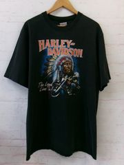 【中古】HARLEY DAVIDSON ﾊｰﾚｰﾀﾞﾋﾞｯﾄﾞｿﾝ ﾌﾟﾘﾝﾄTｼｬﾂ 半袖 ｸﾙｰﾈｯｸ US古着 ﾀﾞﾒｰｼﾞ加工 ﾌﾞﾗｯｸ ｻｲｽﾞ表記なし 991865591