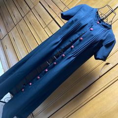 絽の喪服からリメイク　オーダー　前開きワンピース　ボタンで二通りの着方が楽しめます