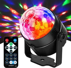 JYX ミラーボール ディスコライト ステージライト LED ポータブル 7色 リモコン付き パーティー カラオケ クラブ バー( ブラック)