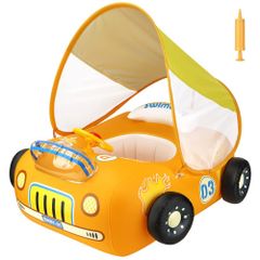 ベビー浮き輪 スーパースポーツカー 赤ちゃん用 足入れ浮き輪 UVカット SPF50+ 日焼け止め 取り外し可能なサンシェード ベビーフロート 水遊び 12-48ヶ月適用