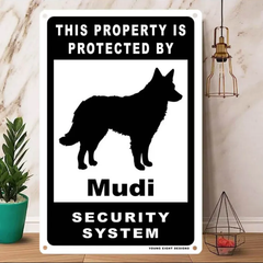 雑貨【Mudi/ムディー】  Dog ドッグ  犬    メタルポスタ―　Security  セキュリティー 警告  ヤードサイン メタルプレート  ブリキ看板  -153