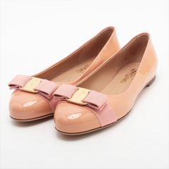 Ferragamo フェラガモ VARINA 1.0cm ヴァラ パテントレザー フラットパンプス レディース 7 D ピンク イタリア製