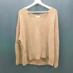 ◇ LOWRYS FARM Vネック ケーブル 秋冬 カジュアル シンプル 長袖 ニット セーター サイズF ブラウン レディース E  【1308290021392】