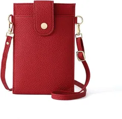 Capprecier スマホポーチ ショルダーバッグ スマホポシェット レディース 斜めがけ サコッシュ 携帯ポーチ 軽量 財布 縦型 かわいい(レッド)