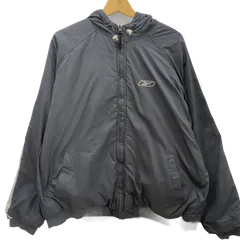 Reebok リーボック リバーシブル 中綿ナイロンジャケット パーカー スウェット トレーナー フロントバック刺繍 ワンポイントロゴ刺繍 オーバーサイズ  タイワン製 XLサイズ