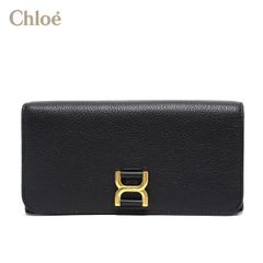 24AWモデル クロエ Chloe MARCIE フラップ付き 二つ折り長財布【001 BLACK】 CHC23AP098I31 001 BLACK/【2024-25AW】l-wallet