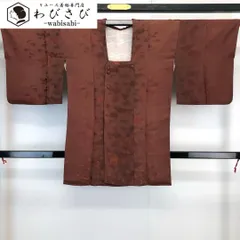 道行コート 花柄織模様 縮緬 赤銅色 H-4073