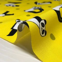 エモエモ　シーチング パンダ プリント　イエロー　50ｃｍカットクロス