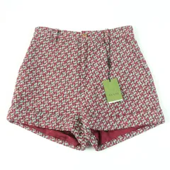 未使用品☆GUCCI グッチ 691396 ホースシューボタン付 ツイード ショートパンツ レッド グリーン系 42 イタリア製 正規品 レディースのサムネイル
